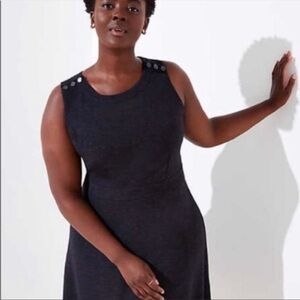 Ann Taylor LOFT Dress TALL Button Shoulder Ribbed Soft Stretch Sleeveless Layer